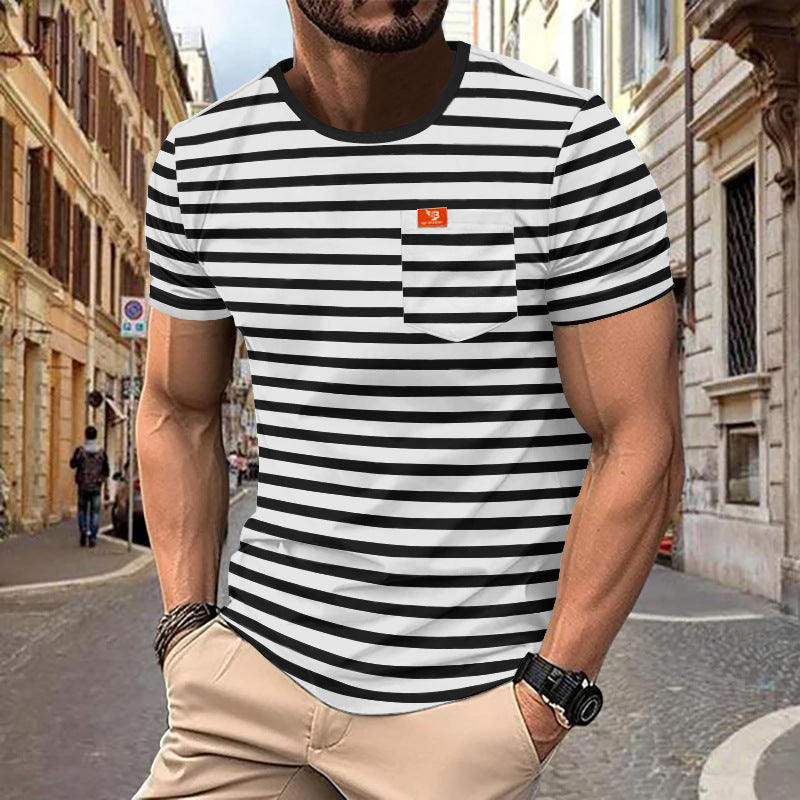 Herren T-Shirt mit Brusttasche Modern Gemustert