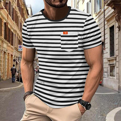 Herren T-Shirt mit Brusttasche Modern Gemustert