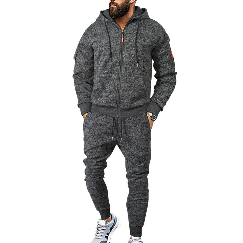 Herren Sportanzug Kapuzenpullover mit Reißverschlusstaschen