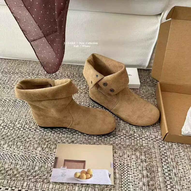 Damen Stiefel Elegante Knöpfchendekoration Mode Schuhe