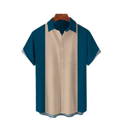 Herren Kurzarmhemd Modern Farbblock Design Slimfit
