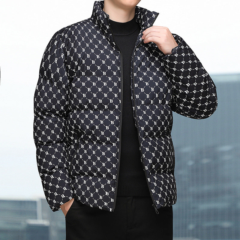 Herren Daunenjacke Modern mit Grafik Muster Winter