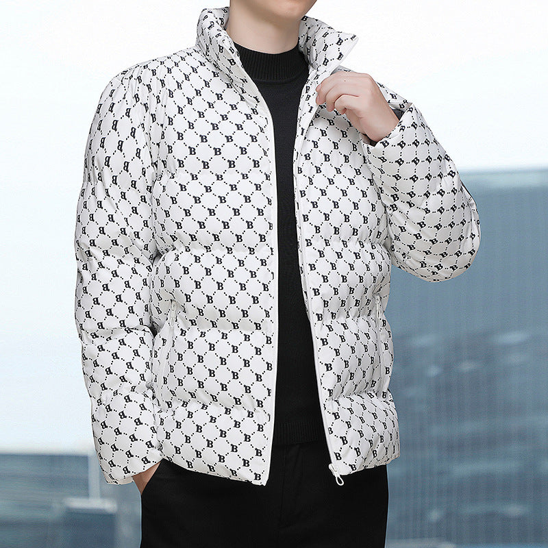 Herren Daunenjacke Modern mit Grafik Muster Winter - BerlinGlamour