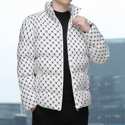 Herren Daunenjacke Modern mit Grafik Muster Winter - BerlinGlamour