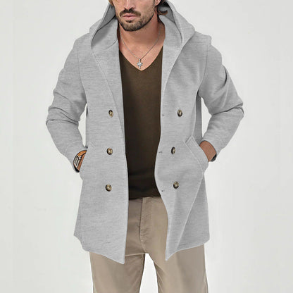 Herren Wintermantel Mit Kapuze Doppelreihen Knöpfe Modern - BerlinGlamour