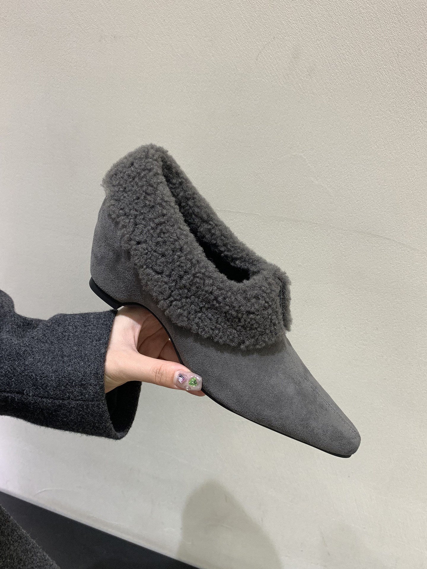 Damen Stiefeletten Kunstfell Kragen Elegante Winterstiefel