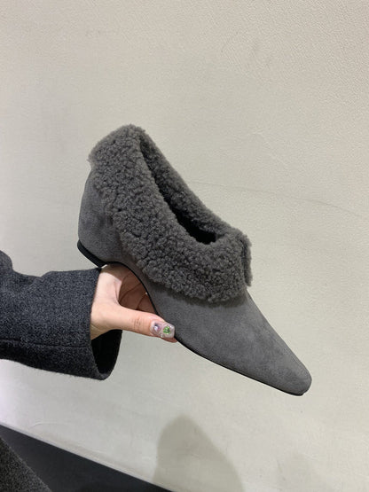 Damen Stiefeletten Kunstfell Kragen Elegante Winterstiefel