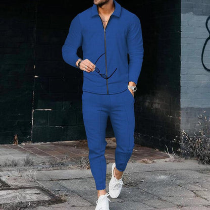 Herren Freizeitanzug Modern mit Struktur Oberteil Trendhose