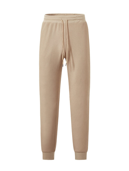 Herren Jogginghose Bequem Waffelmuster Schwarz