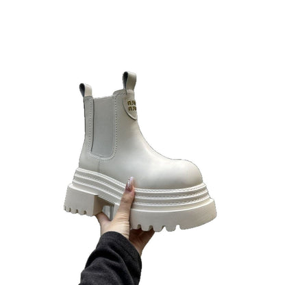 Damen Chelsea Boots Plateau Elastisch Modern