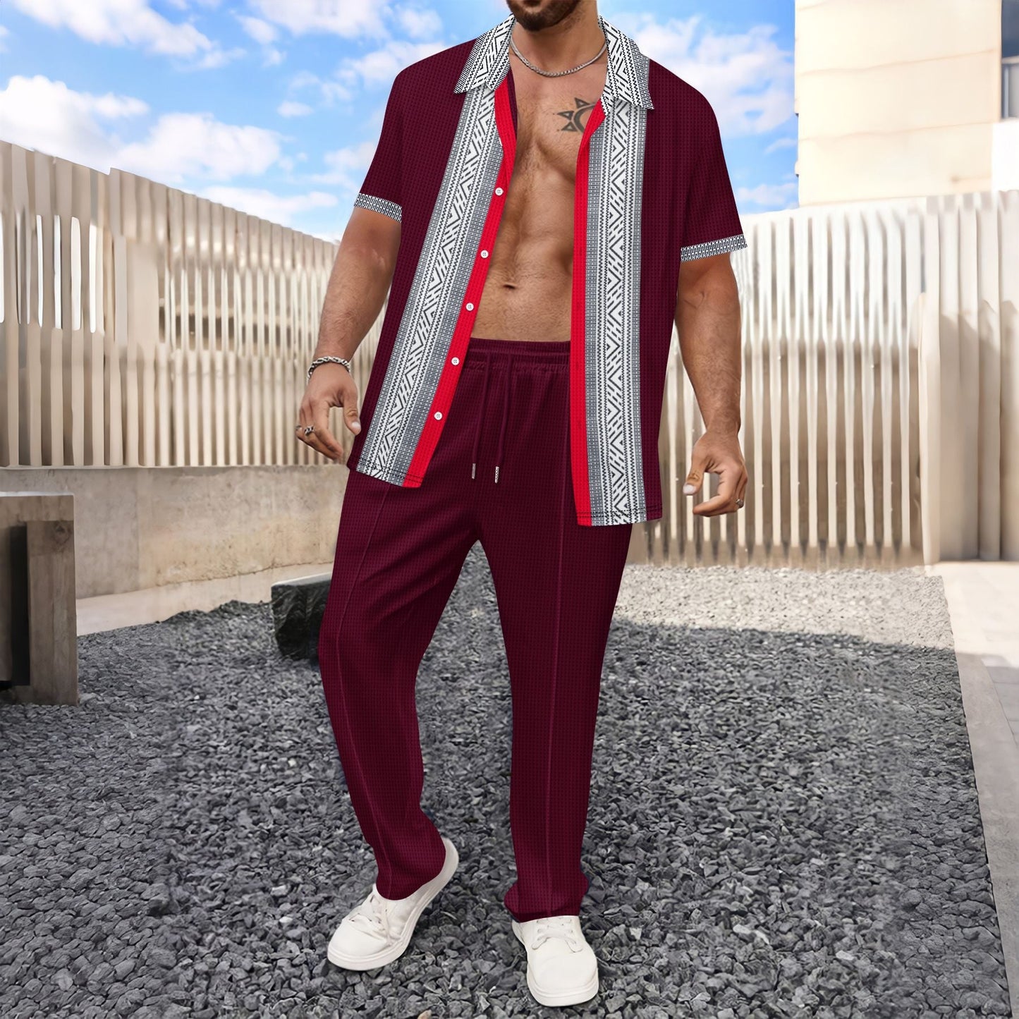 Herren Freizeithemd Modern mit Druck und atmungsaktiver Baumwolle
