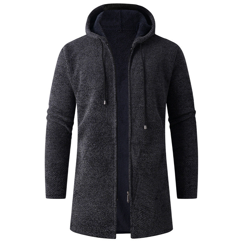 Herren Kapuzenjacke Lässig Weich mit Innenfutter Schwarz