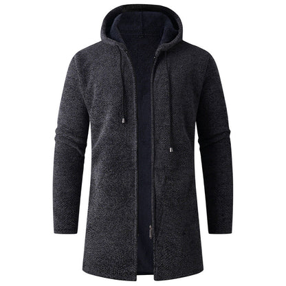 Herren Kapuzenjacke Lässig Weich mit Innenfutter Schwarz
