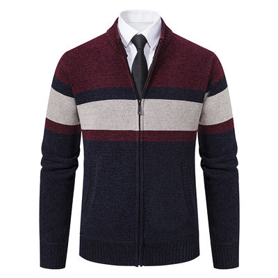 Herren Strickjacke Hochkragen Modern Zipper Style - BerlinGlamour