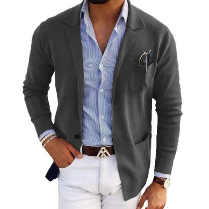 Herren Strickblazer Sportlich Modern mit Taschen