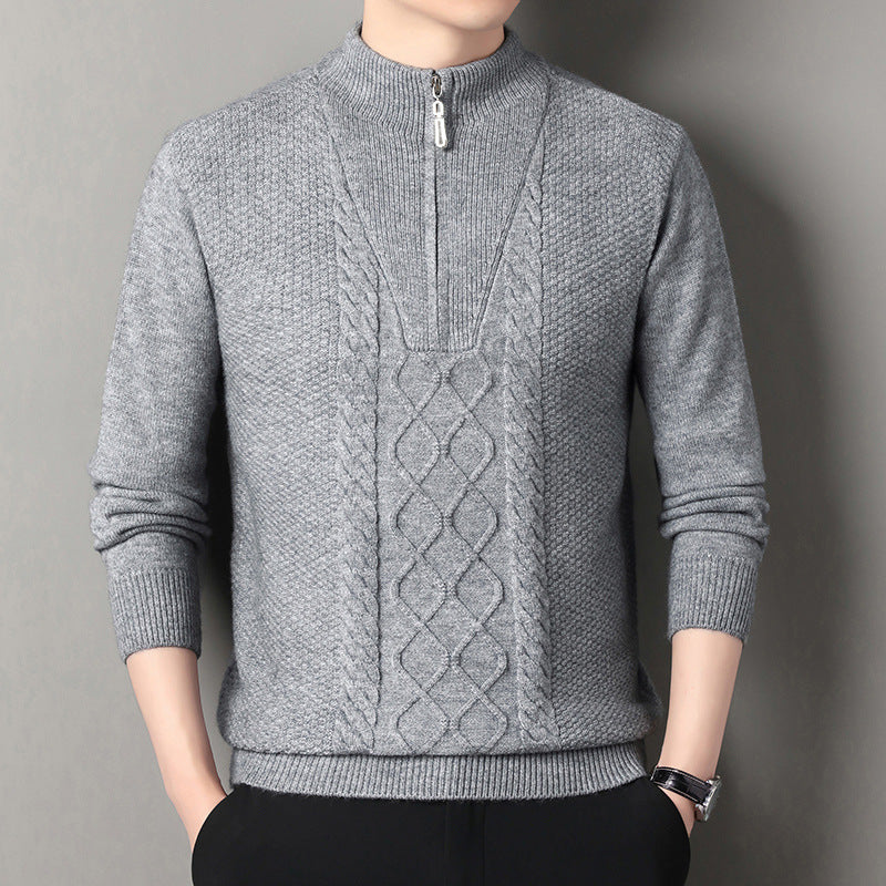 Herren Strickpullover Hochkragen Zipper Modern - BerlinGlamour
