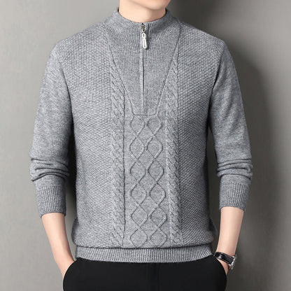 Herren Strickpullover Hochkragen Zipper Modern - BerlinGlamour