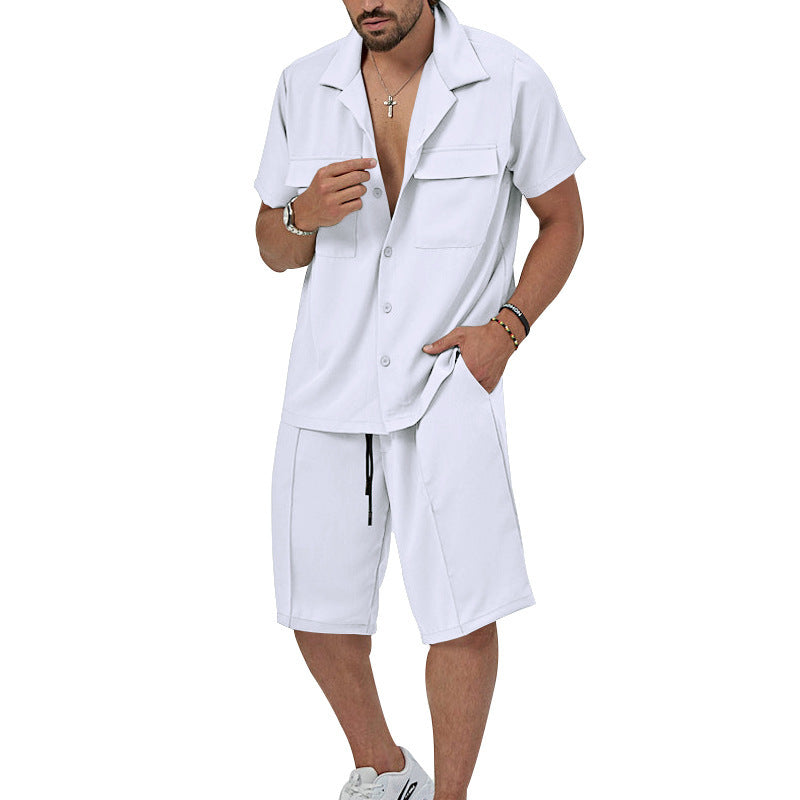 Herren Sommer Set Kurzarmhemd Bermuda Shorts Relaxed Fit