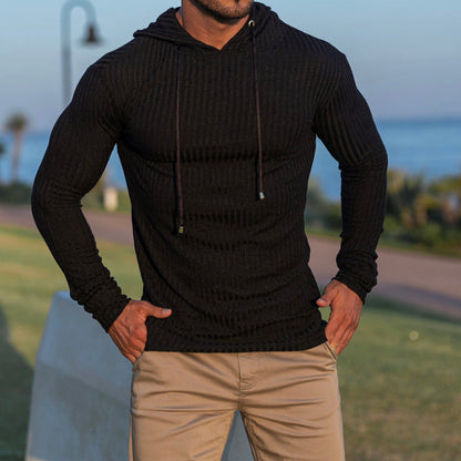 Herren Langarm Hoodie Sportlich Strukturiert Baumwolle