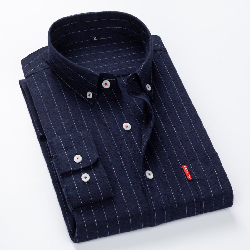 Herren Langarmhemd Elegantes Streifenmuster Slim Fit