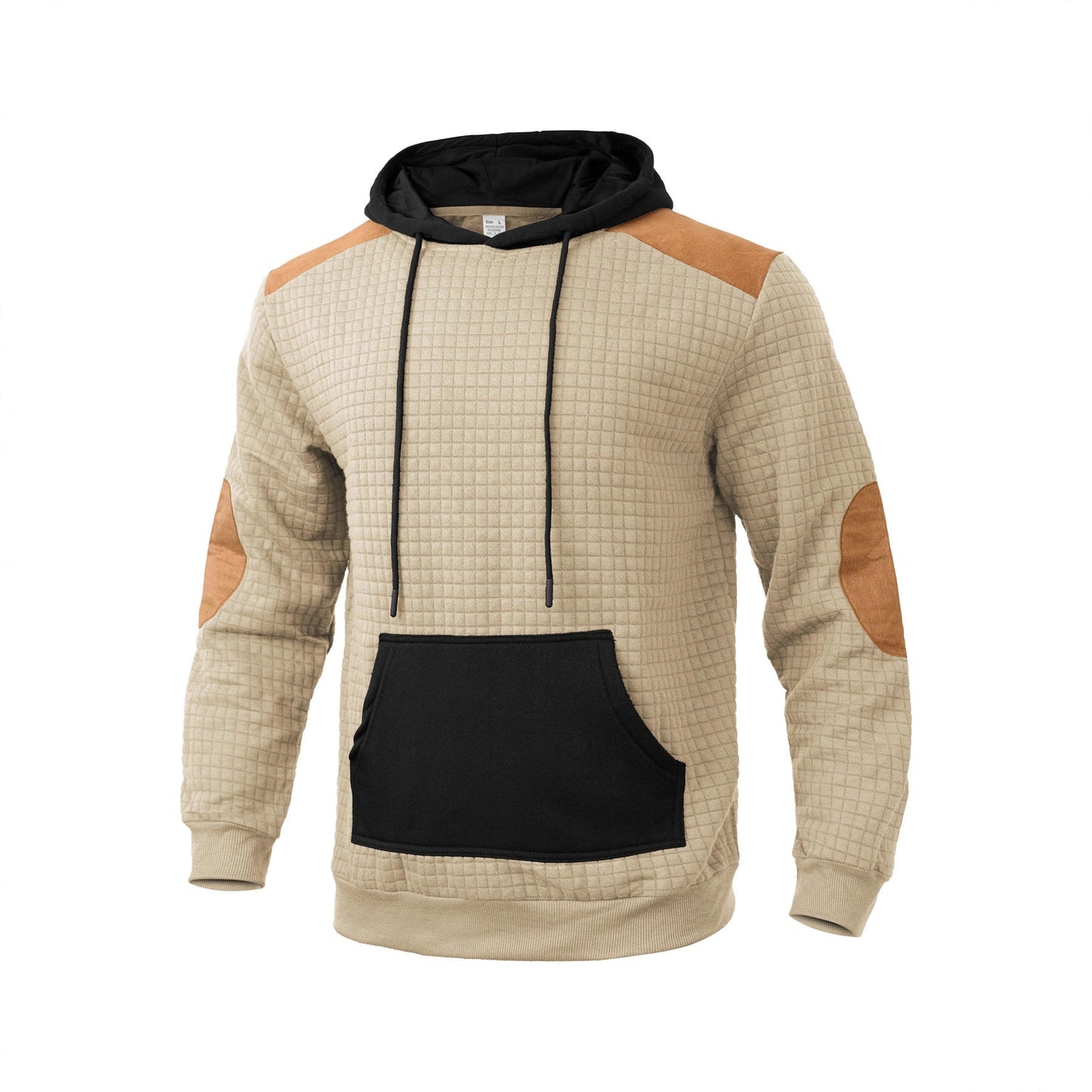 Herren Kapuzenpullover Modern mit Lederakzenten Schwarz