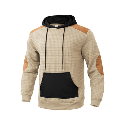 Herren Kapuzenpullover Modern mit Lederakzenten Schwarz