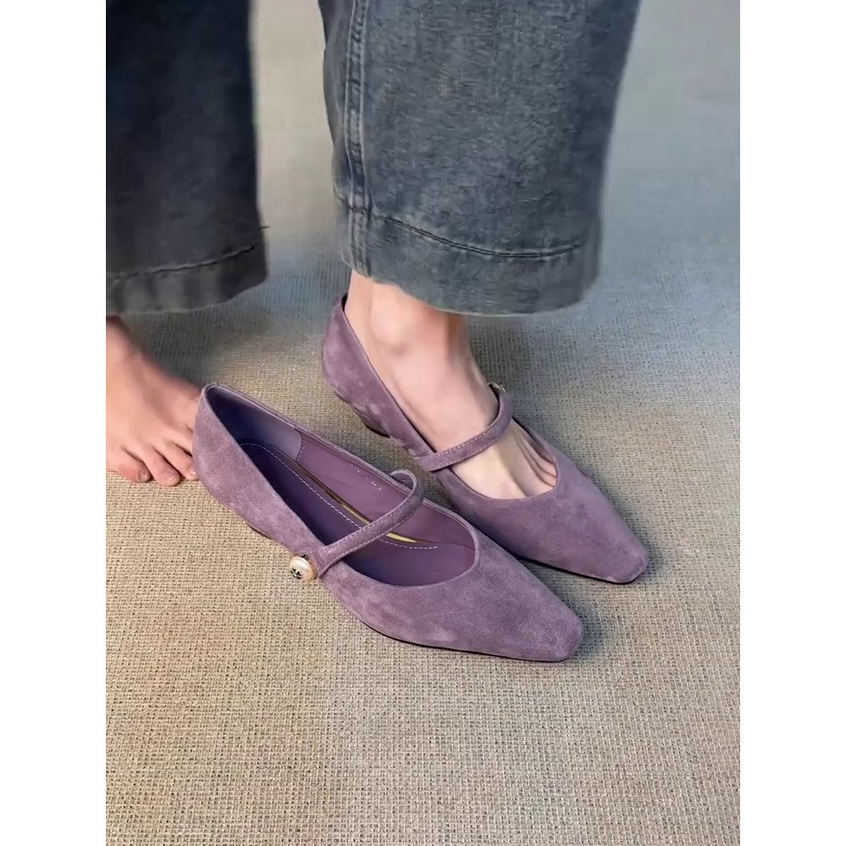 Damen Ballerinas Elegant Schnalle Riemenverschluss Modern