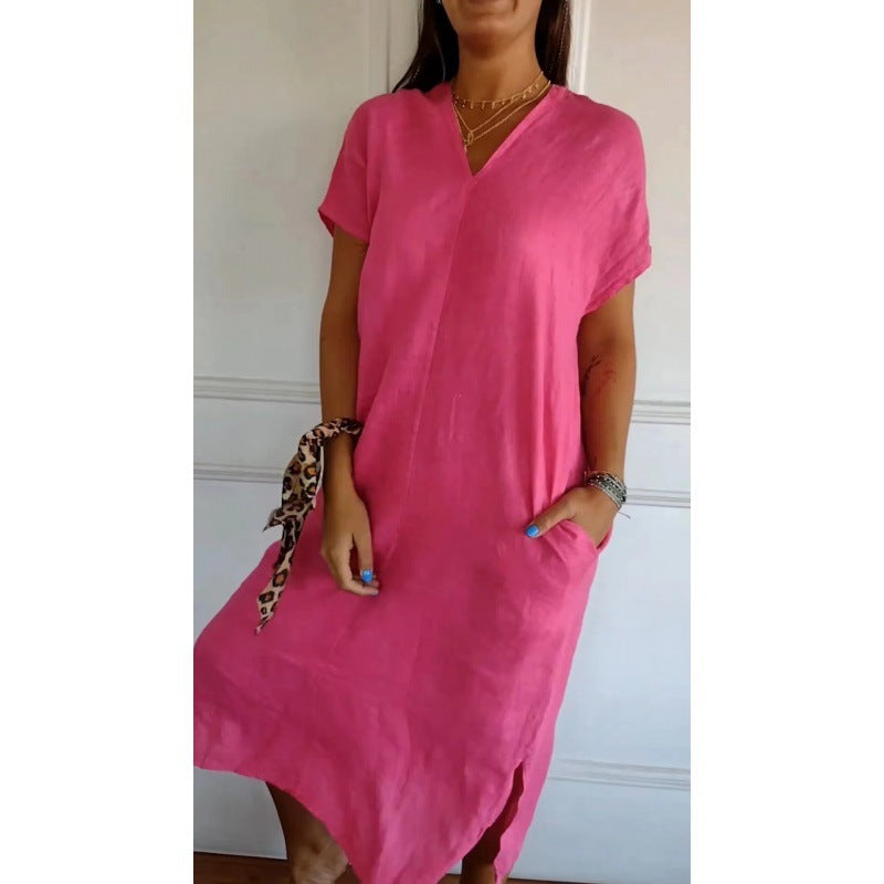 BerlinGlamour Kurzarmkleid mit V-Ausschnitt