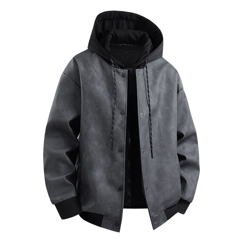 Herren Übergangsjacke Modern mit Abnehmbarer Kapuze Sportlich