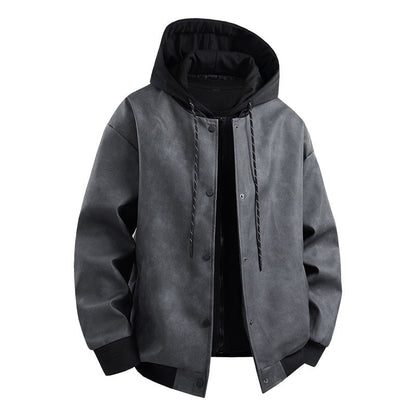 Herren Übergangsjacke Modern mit Abnehmbarer Kapuze Sportlich