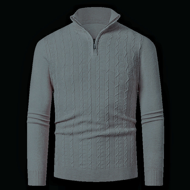Herren Strickpullover Modern Reißverschluss Kragen Übergröße