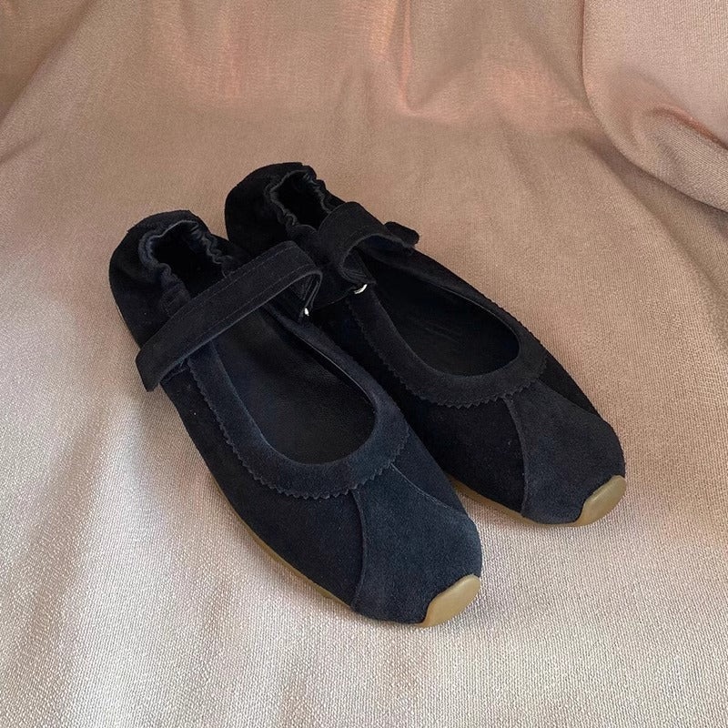 Damen Ballerinas Bequem Elastisch Schnürsenkel