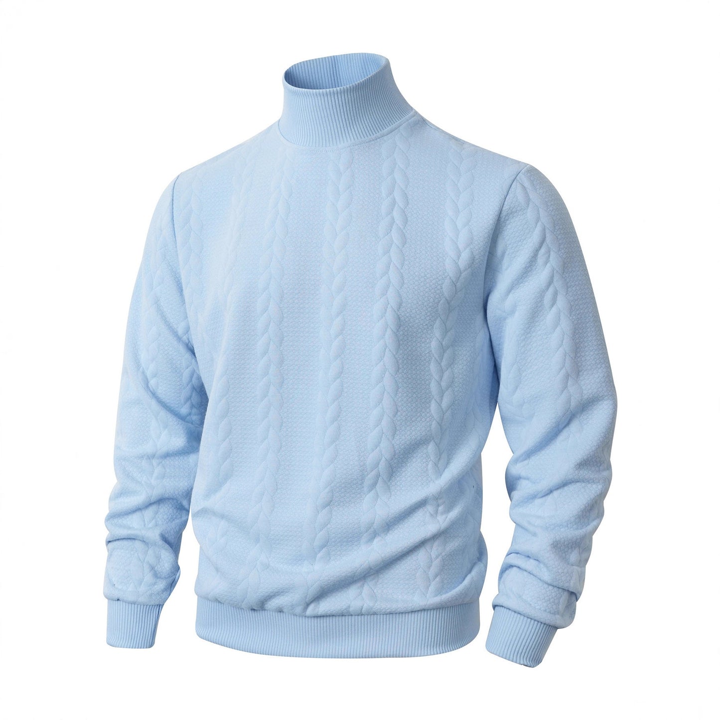 Herren Strickpullover Modern mit Zopfmuster Hochkragen