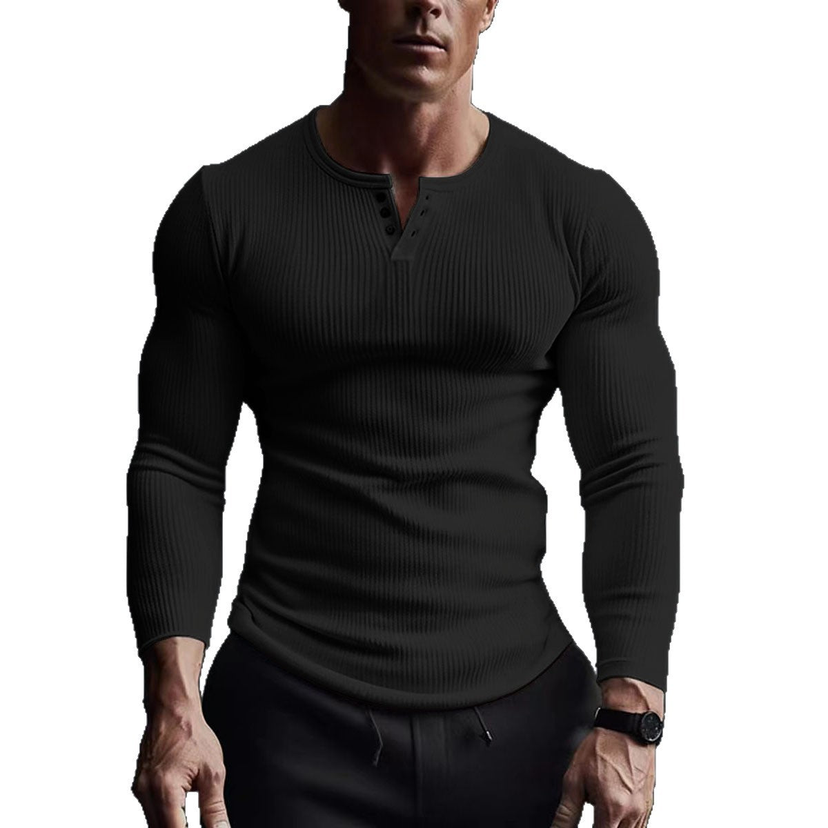 Herren Langarmshirt Modern Ripp Design Slim Fit