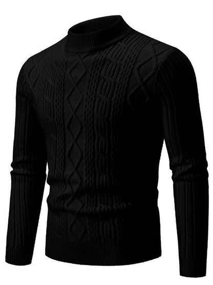 Herren Rollkragenpullover Strukturiert Rippmuster Modern