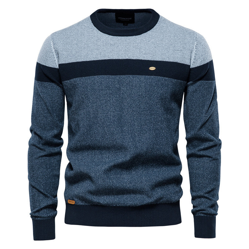 Herren Strickpullover Modern Farbblock Design Fein
