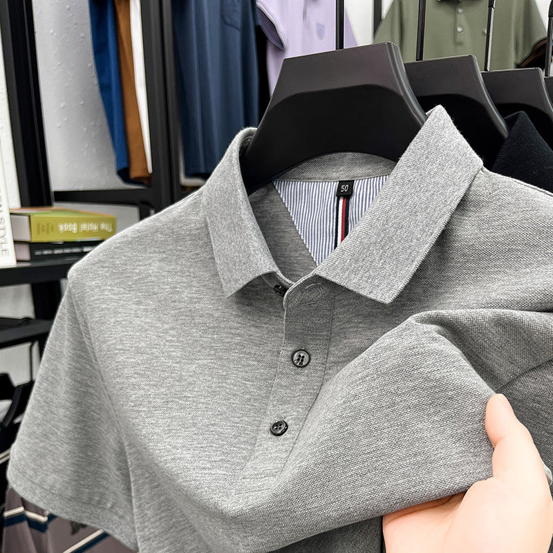 Herren Polohemd Kurzarm Elegantes Piqué-Hemd Mit Knöpfen