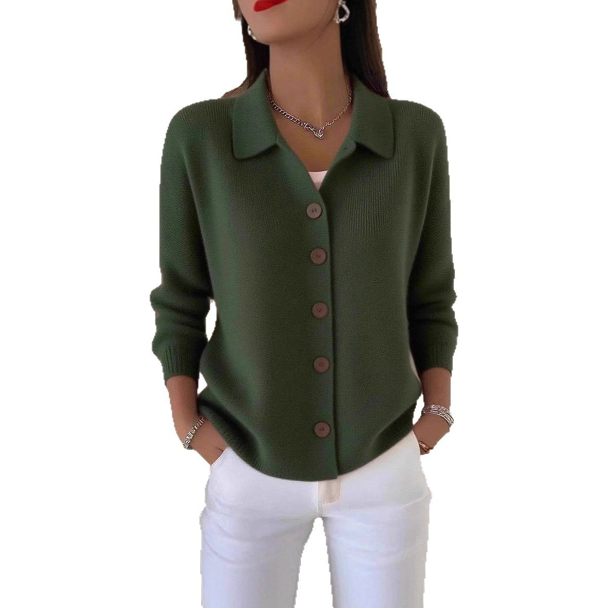 Damen Strickjacke Knöpfe Langarm