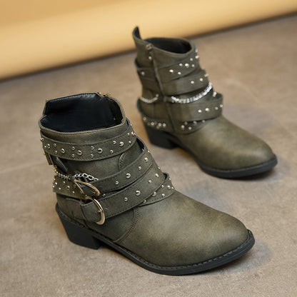 Damen Stiefeletten Chic Modisch Riemen Design - BerlinGlamour