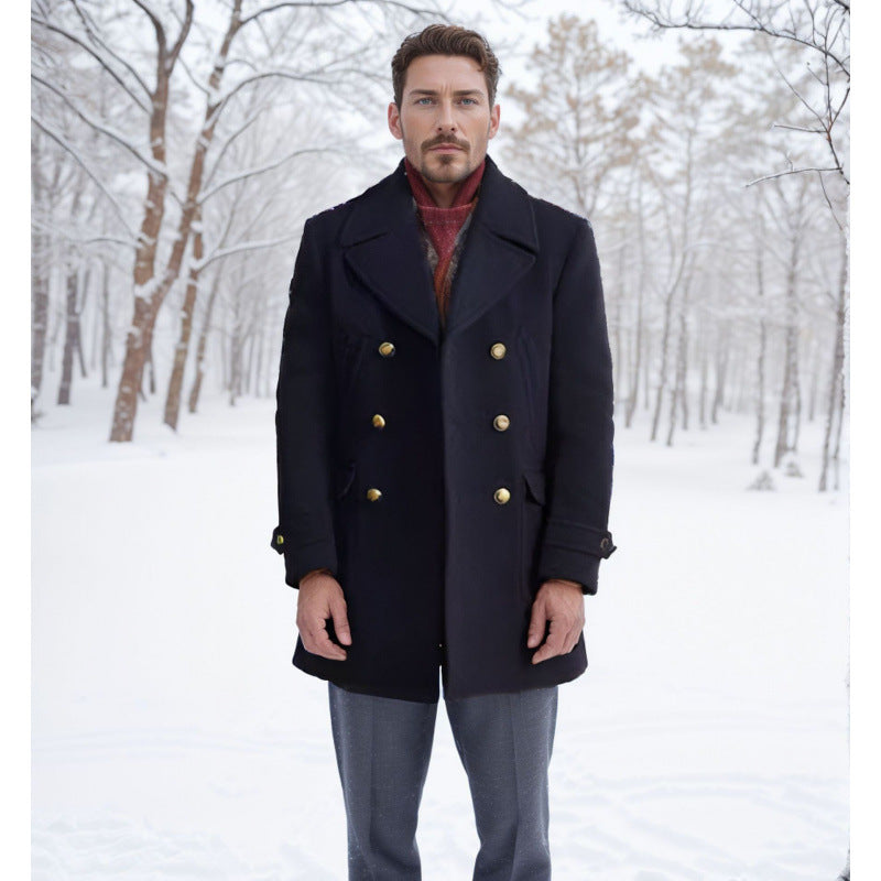 Herren Wintermantel Doppeltbreit Eleganter Langmantel
