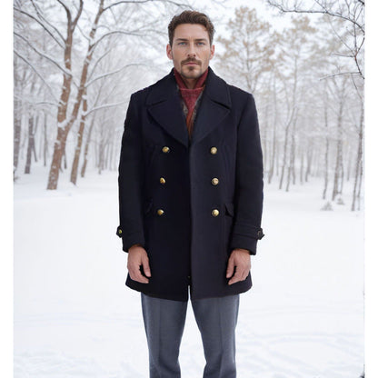 Herren Wintermantel Doppeltbreit Eleganter Langmantel