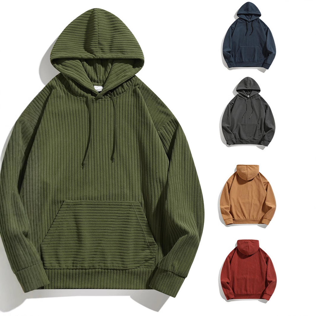 Herren Pullover Ripp Kapuze Lässig Modern - BerlinGlamour