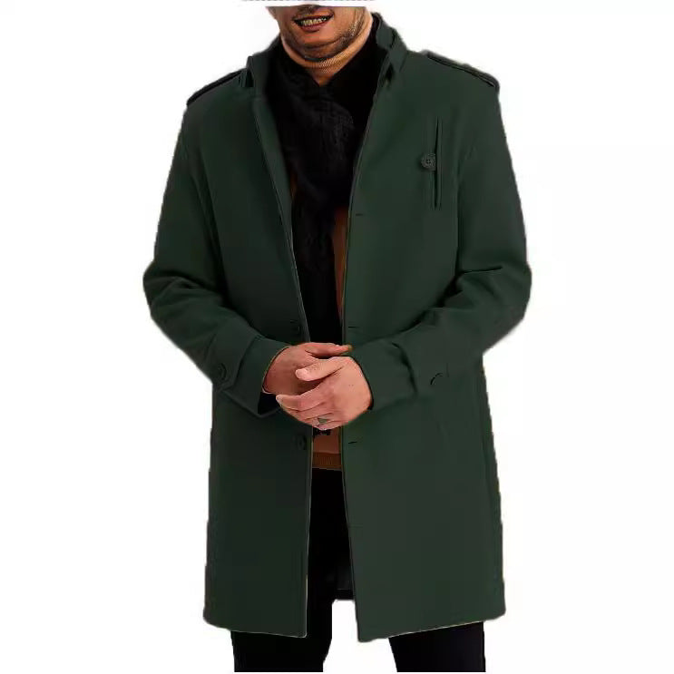 Herren Übergangsmantel Modern mit Taschen Stehkragen Elegant