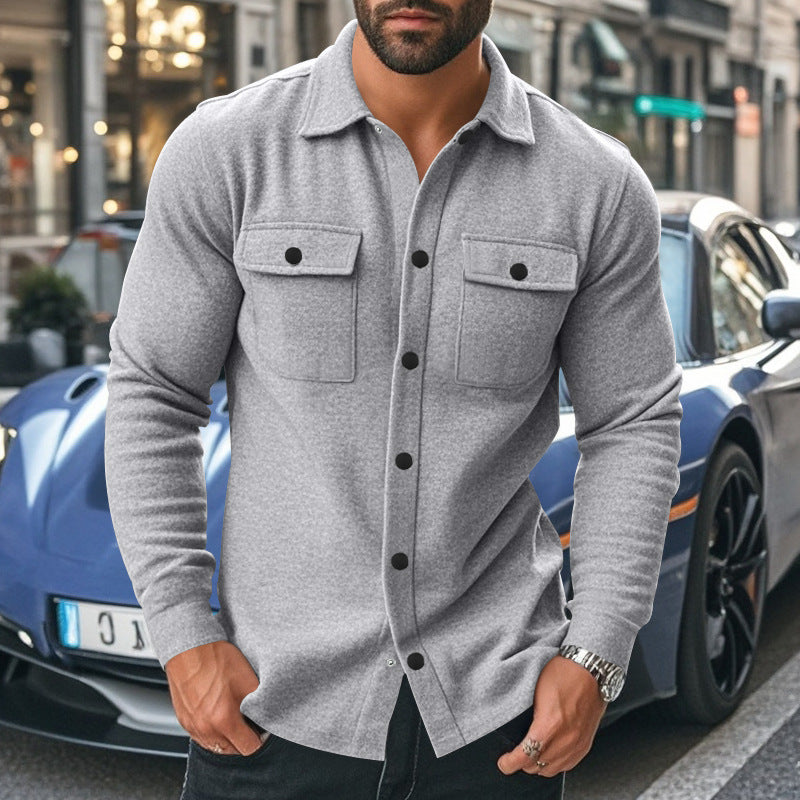 Herren Jacke Langarm Modern mit Brusttaschen und Knöpfen