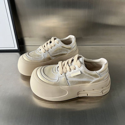 Damen Sneaker PlateauSchuhe Hoch mit Mesh Oberfläche