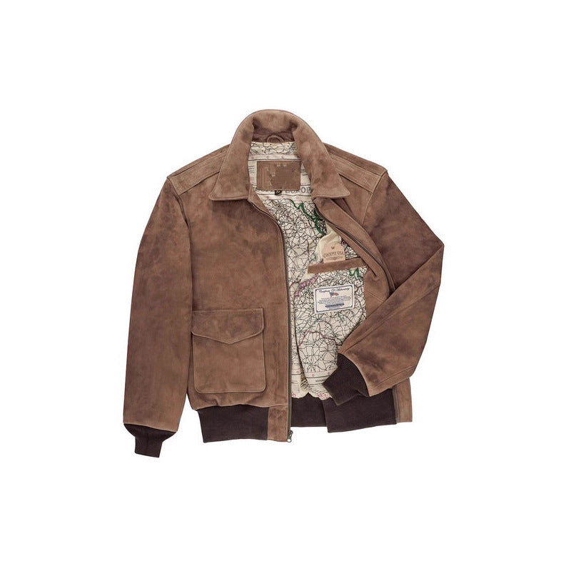 Lederjacke Biker Stil Herren Wildleder Schwarz