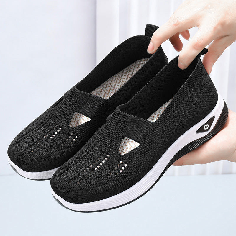 Damen Sneaker Bequem Luftig Strick Optik