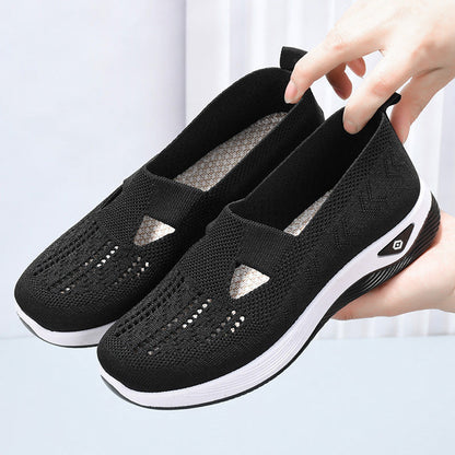 Damen Sneaker Bequem Luftig Strick Optik