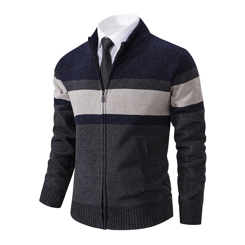 Herren Strickjacke Hochkragen Modern Zipper Style