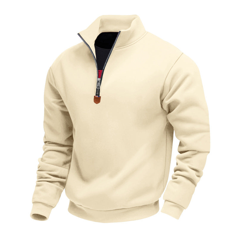 Herren Pullover Sportlich Stehkragen Halbzipper